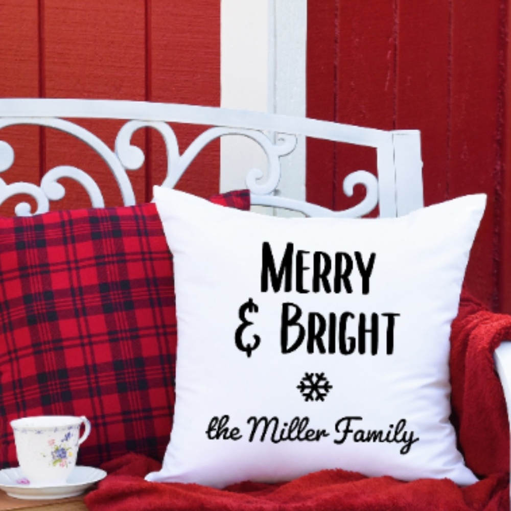 Personalized Christmas Holiday Throw Pillow Cover